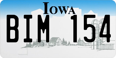 IA license plate BIM154