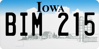 IA license plate BIM215