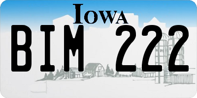 IA license plate BIM222