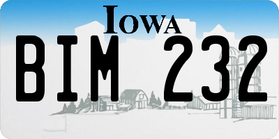 IA license plate BIM232