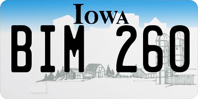 IA license plate BIM260