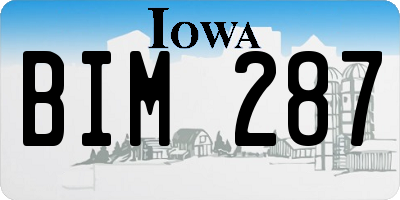 IA license plate BIM287