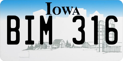 IA license plate BIM316