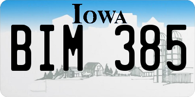 IA license plate BIM385