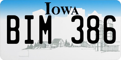 IA license plate BIM386