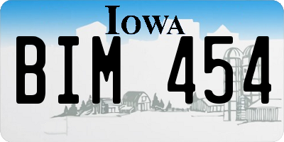 IA license plate BIM454