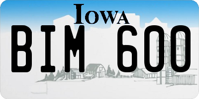 IA license plate BIM600