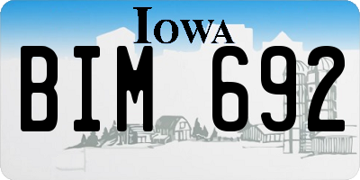 IA license plate BIM692