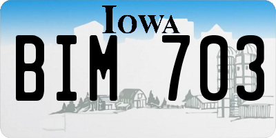 IA license plate BIM703