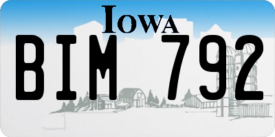 IA license plate BIM792