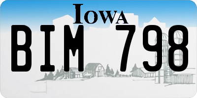 IA license plate BIM798