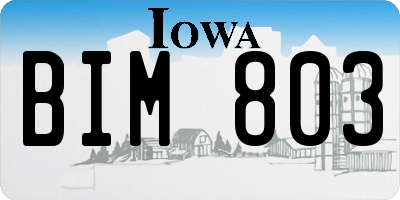 IA license plate BIM803