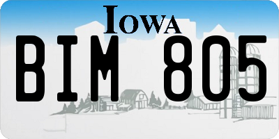 IA license plate BIM805