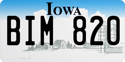 IA license plate BIM820