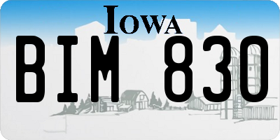 IA license plate BIM830