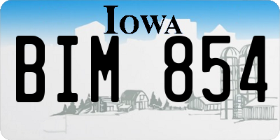 IA license plate BIM854