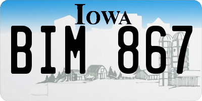 IA license plate BIM867