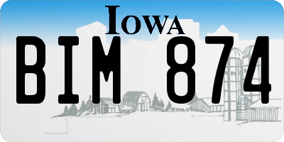 IA license plate BIM874