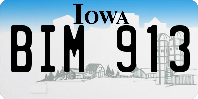 IA license plate BIM913