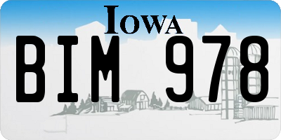 IA license plate BIM978