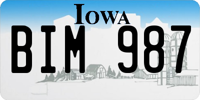 IA license plate BIM987