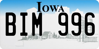 IA license plate BIM996