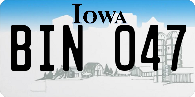 IA license plate BIN047