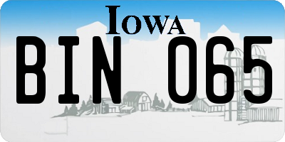 IA license plate BIN065