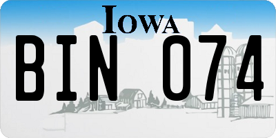 IA license plate BIN074