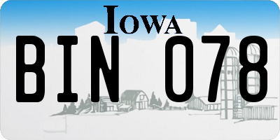 IA license plate BIN078