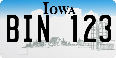 IA license plate BIN123