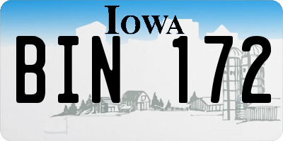 IA license plate BIN172