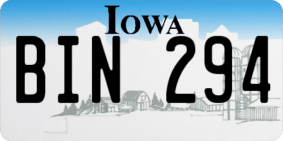 IA license plate BIN294