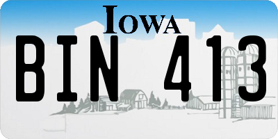 IA license plate BIN413