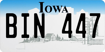 IA license plate BIN447