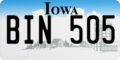 IA license plate BIN505