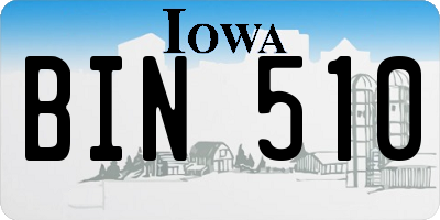 IA license plate BIN510