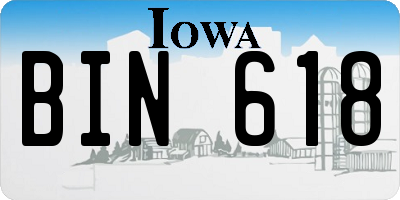 IA license plate BIN618
