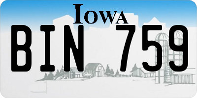 IA license plate BIN759