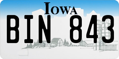 IA license plate BIN843