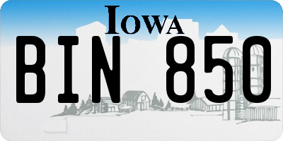 IA license plate BIN850