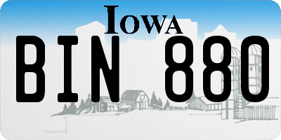 IA license plate BIN880