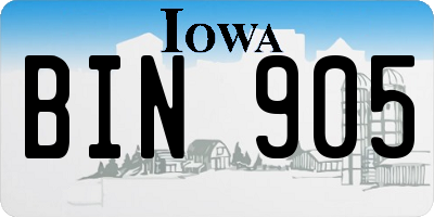 IA license plate BIN905