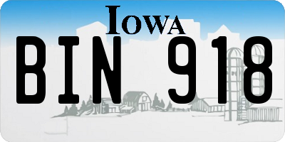 IA license plate BIN918