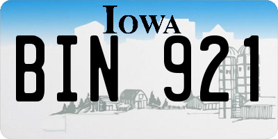 IA license plate BIN921