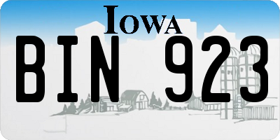 IA license plate BIN923