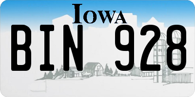 IA license plate BIN928
