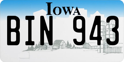 IA license plate BIN943