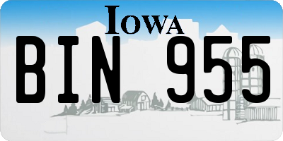 IA license plate BIN955