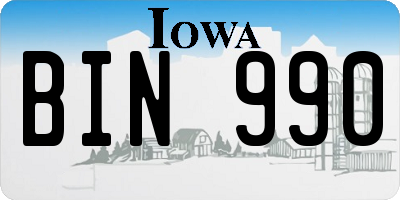 IA license plate BIN990